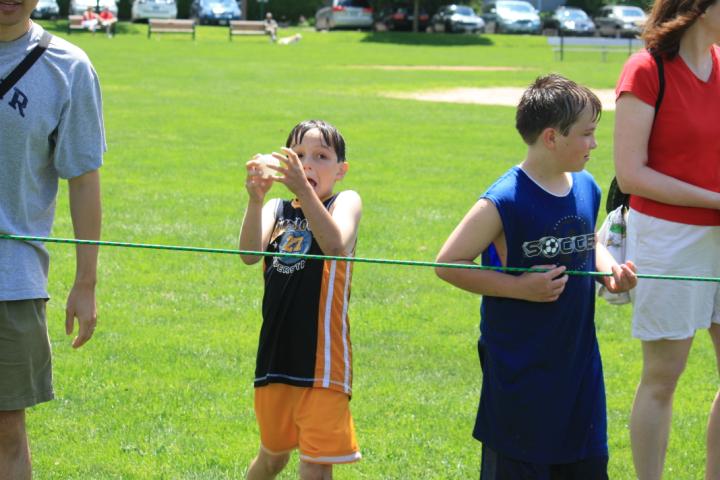 Jonathan catches a water balloon
