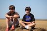 Robert and Jonathan on a Hay bale