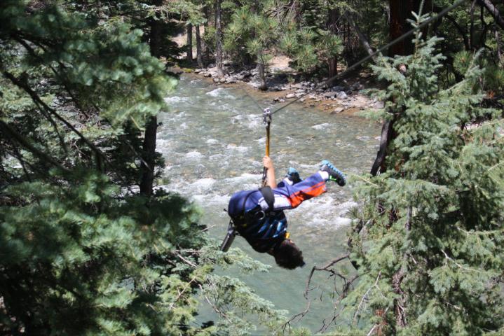 Robert zipping upside down
