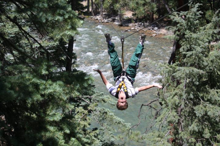 Robert zipping upside down
