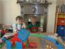 Robert and Jonathan play with trains