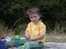 Robert eats his golden raisins snack