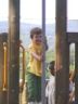 Robert prepares to slide down the pole