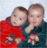 Jonathan and Robert in Christmas outfits, white background