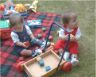 Jonathan and Robert play with blocks